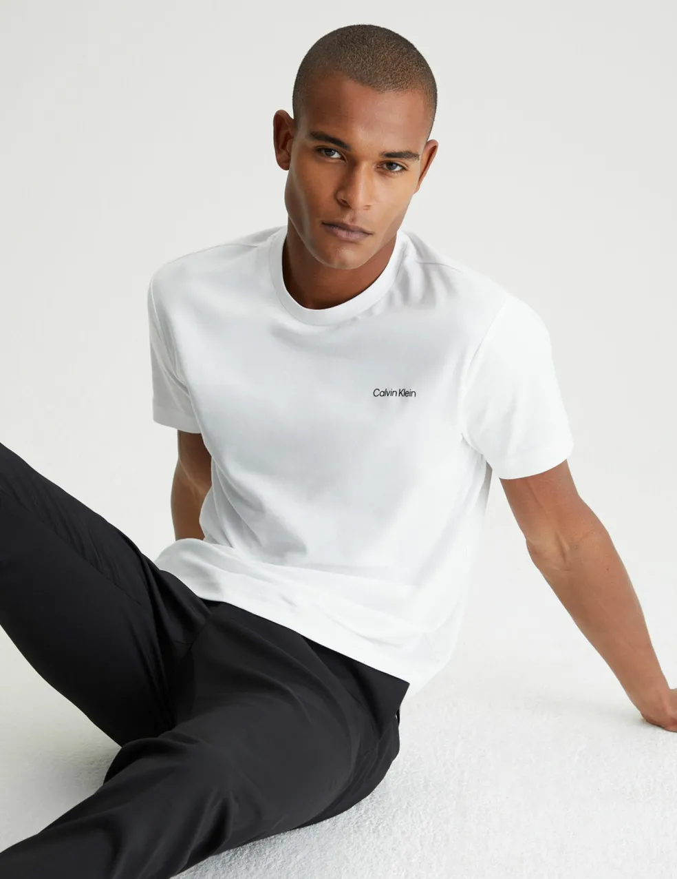 Calvin Klein Micro Logo Interlock T-shirt, heren T-shirt korte mouw O-hals, wit