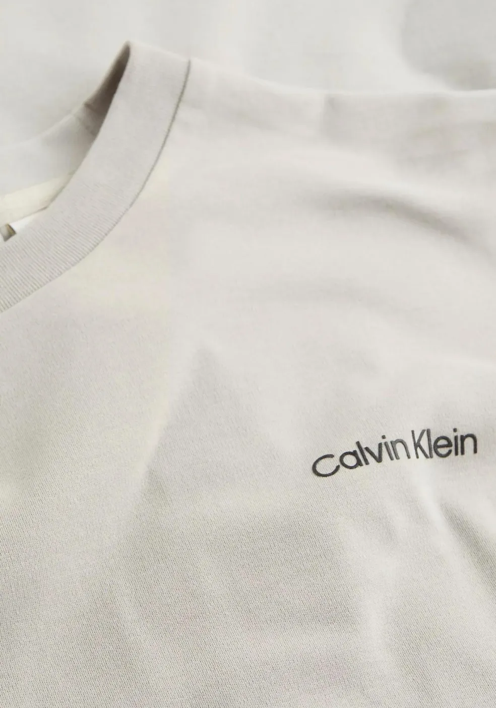 Calvin Klein Micro Logo Interlock T-shirt, heren T-shirt korte mouw O-hals, grijs-beige