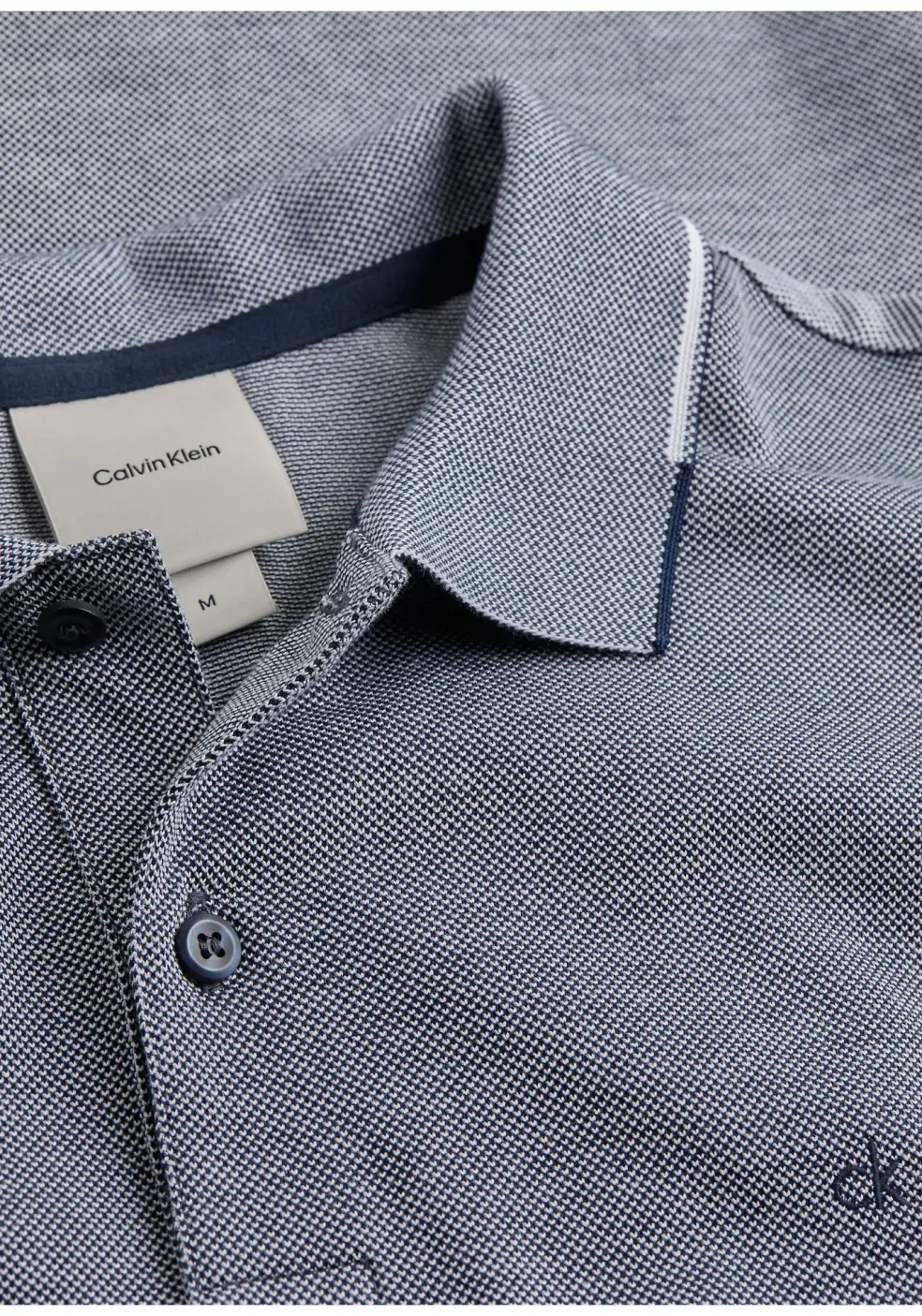 Calvin Klein Oxford Two Tone Regular Polo, heren poloshirt, donkerblauw