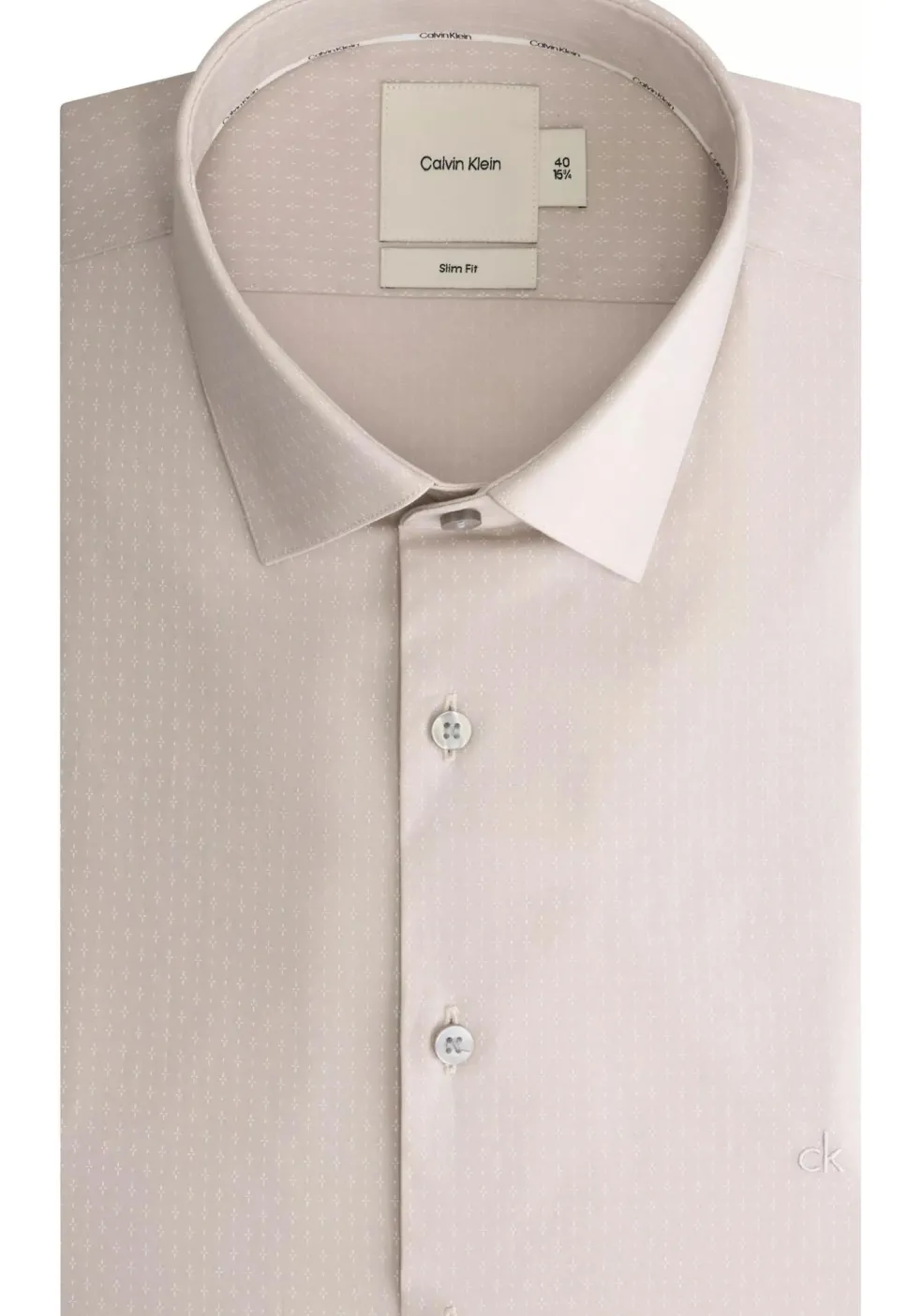 Calvin Klein slim fit overhemd, popeline, beige met wit dessin