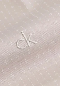Calvin Klein slim fit overhemd, popeline, beige met wit dessin