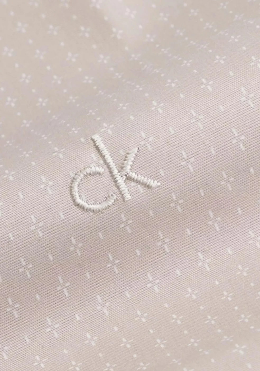 Calvin Klein slim fit overhemd, popeline, beige met wit dessin