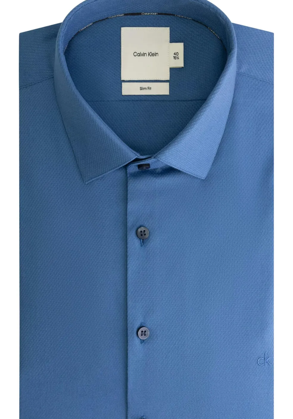 Calvin Klein slim fit overhemd, structuur, middenblauw