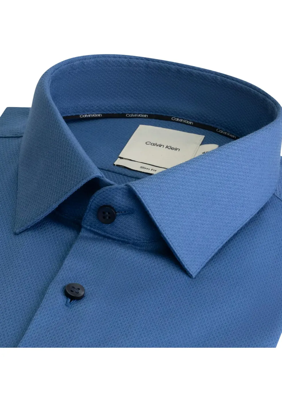 Calvin Klein slim fit overhemd, structuur, middenblauw