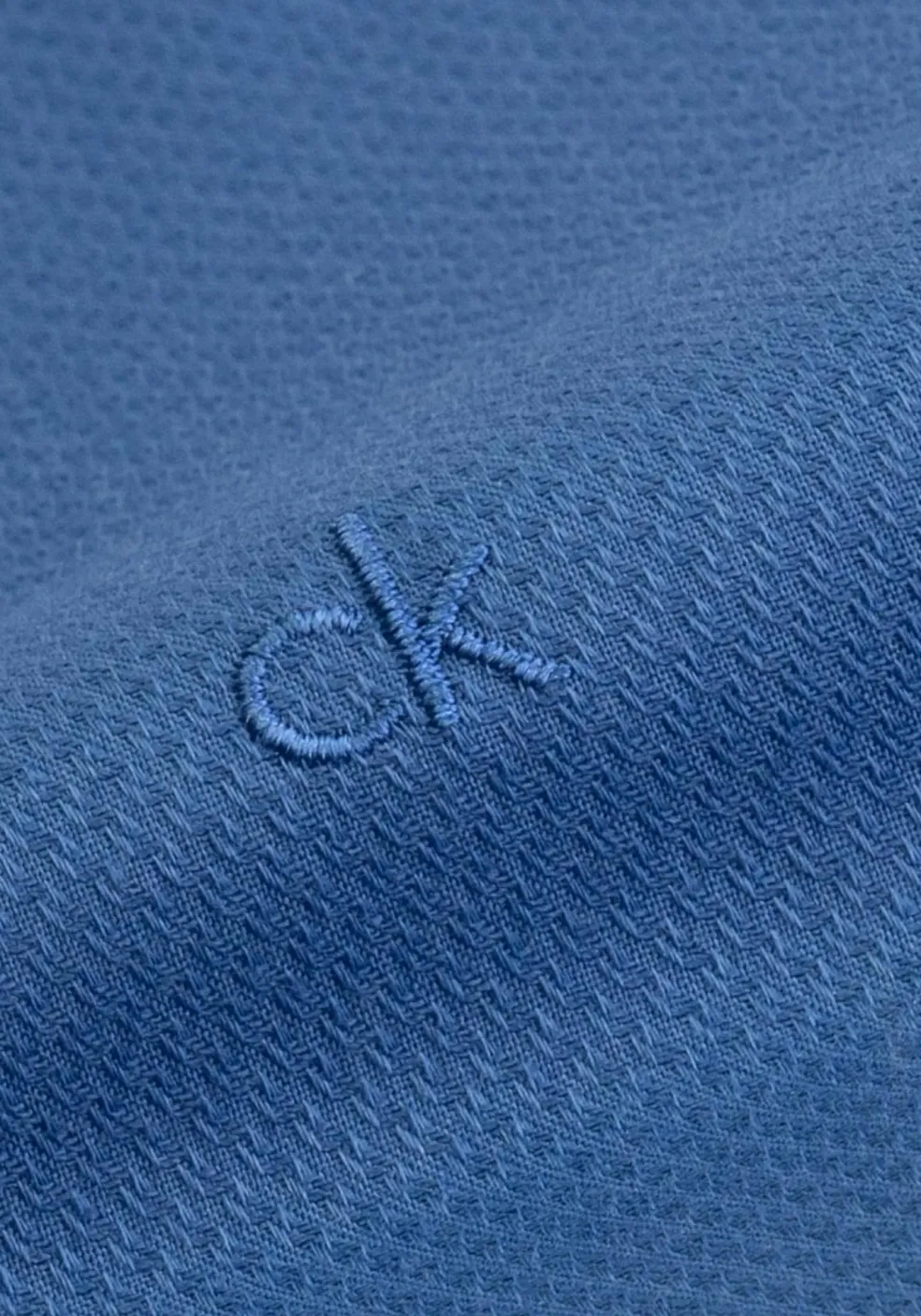 Calvin Klein slim fit overhemd, structuur, middenblauw