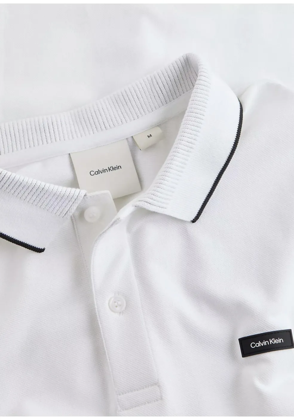 Calvin Klein Stretch Pique Regular Polo, heren poloshirt, wit
