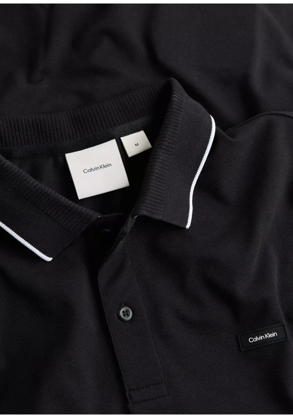 Calvin Klein Stretch Pique Regular Polo, heren poloshirt, zwart