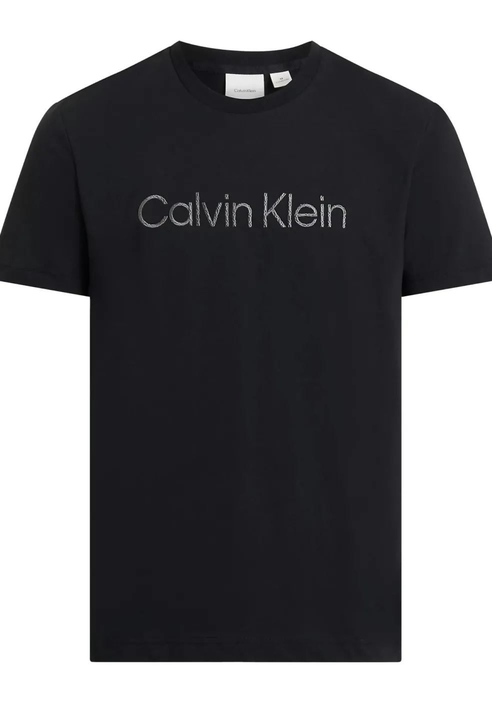 Calvin Klein Textured Embroidery T-shirt, heren T-shirt korte mouw O-hals, zwart