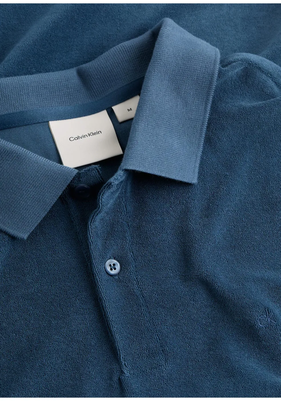 Calvin Klein Towelling Regular Polo, heren poloshirt, blauw