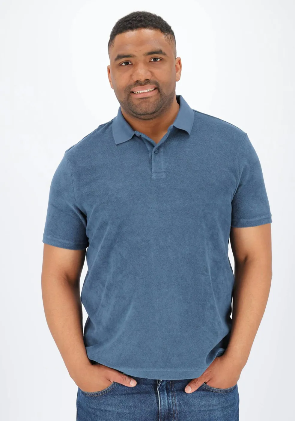 Calvin Klein Towelling Regular Polo, heren poloshirt, blauw