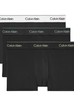 Calvin Klein Trunks (3-pack), heren boxers normale lengte, zwart met gekleurde tailleband