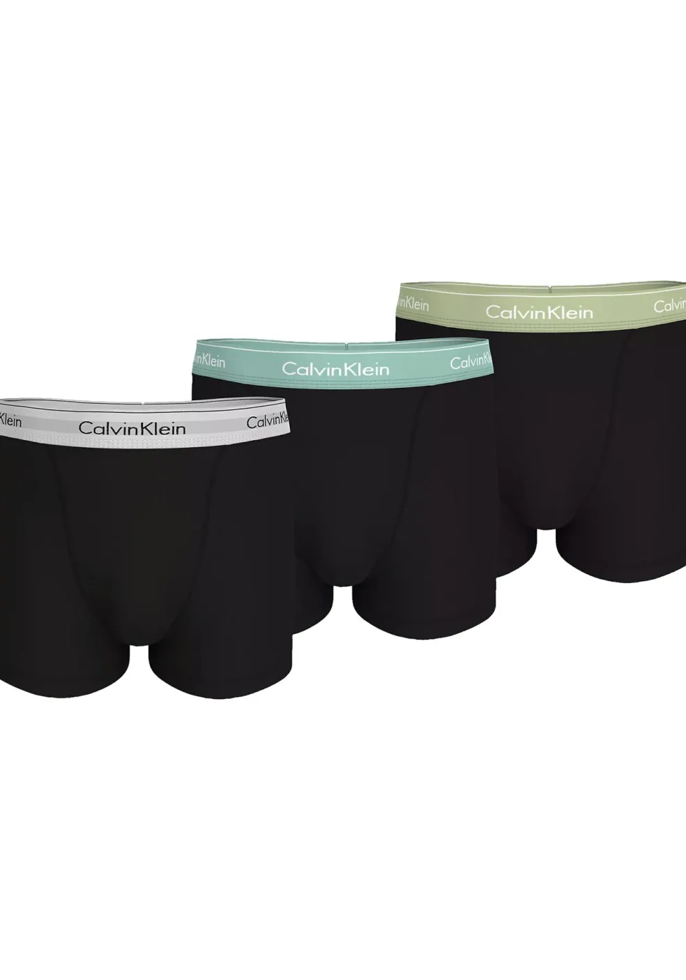Calvin Klein Trunks (3-pack), heren boxers normale lengte, zwart met gekleurde tailleband