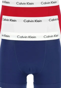 Calvin Klein trunks (3-pack), heren boxers normale lengte, rood, wit en blauw