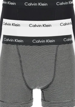 Calvin Klein trunks (3-pack), heren boxers normale lengte, zwart, wit en gestreept