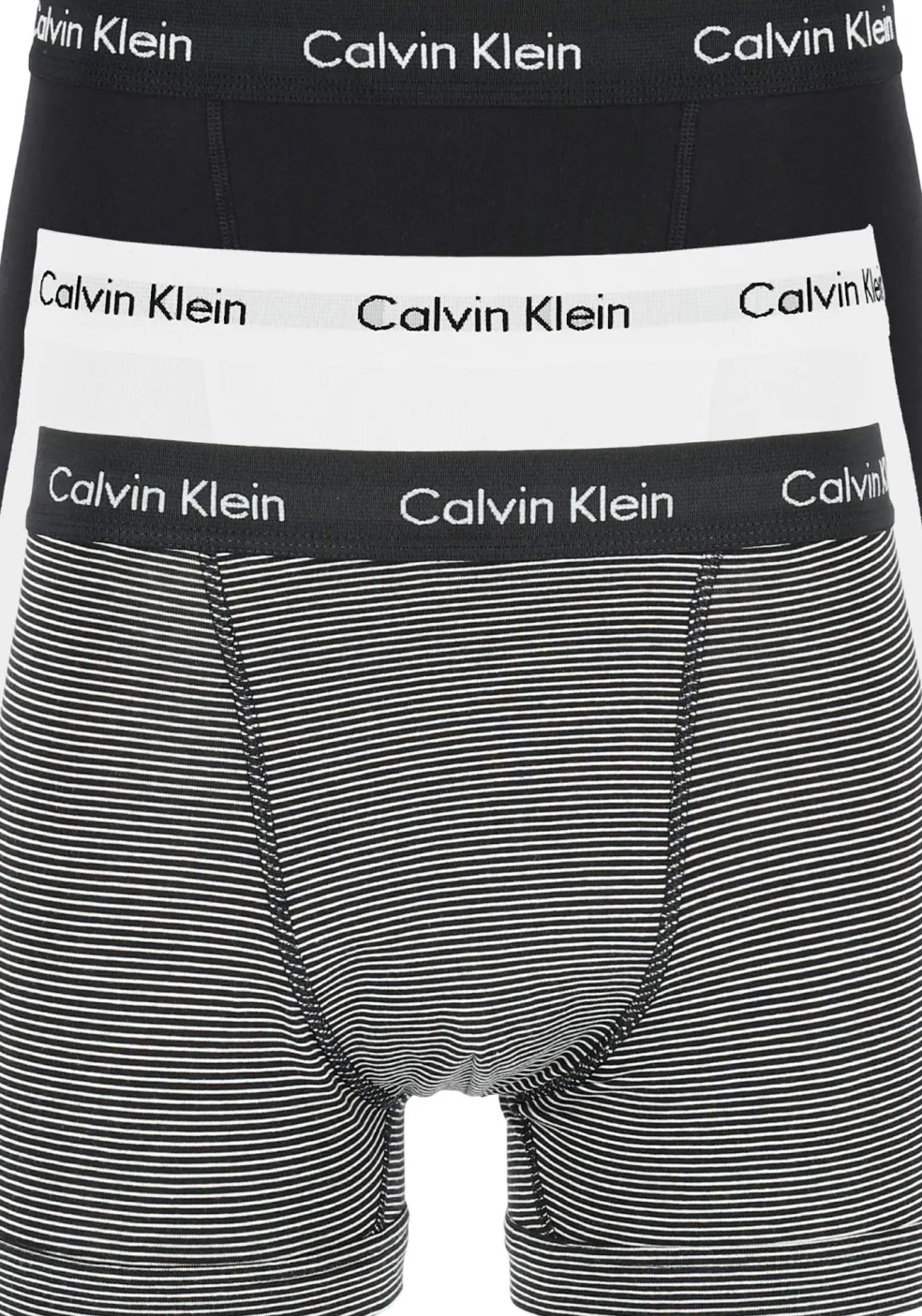 Calvin Klein trunks (3-pack), heren boxers normale lengte, zwart, wit en gestreept