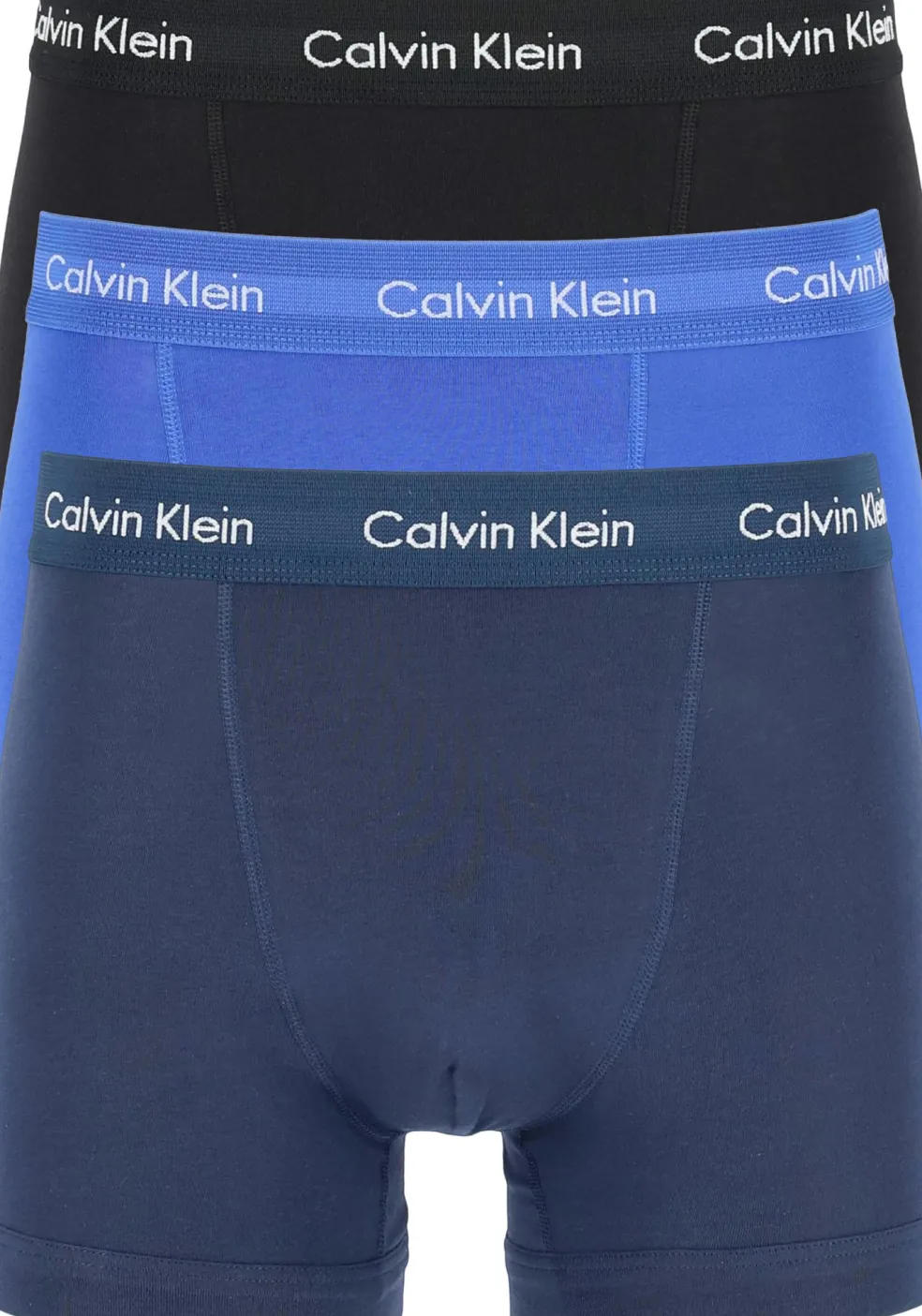 Calvin Klein trunks (3-pack), heren boxers normale lengte, kobalt, navy en zwart