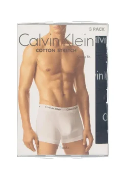 Calvin Klein trunks (3-pack), heren boxers normale lengte, zwart met zwarte band