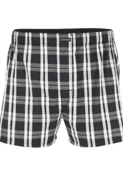 Calvin Klein Woven Boxers (3-pack), wijde heren boxershorts katoen, zwart, gestreept en geruit