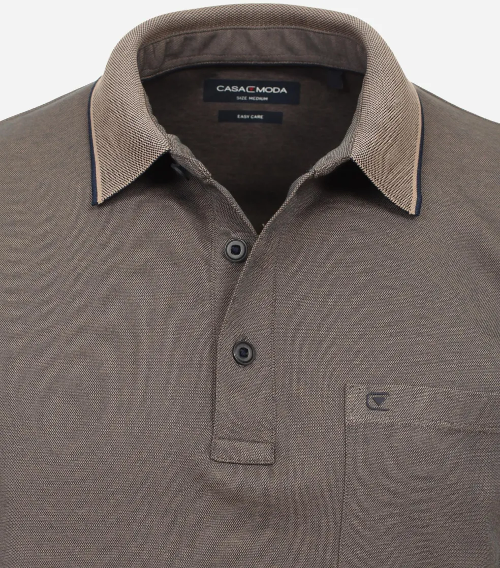 CASA MODA comfort fit heren polo, bruin