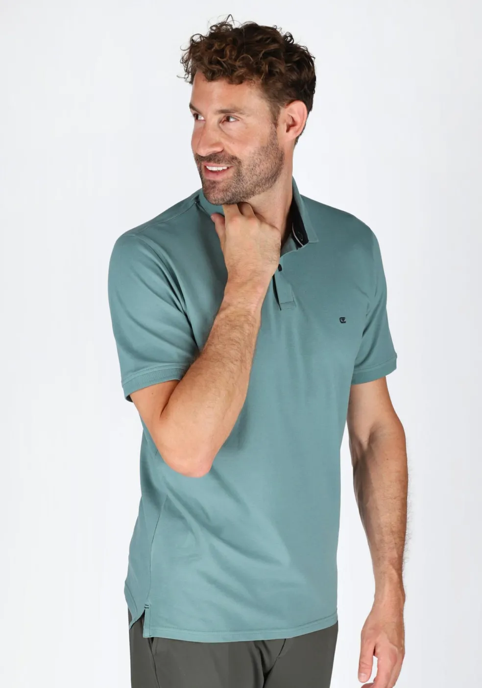 CASA MODA comfort fit heren polo, donker saliegroen