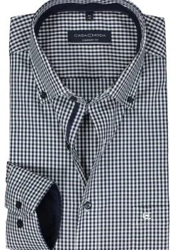 CASA MODA comfort fit overhemd, popeline, blauw met wit geruit