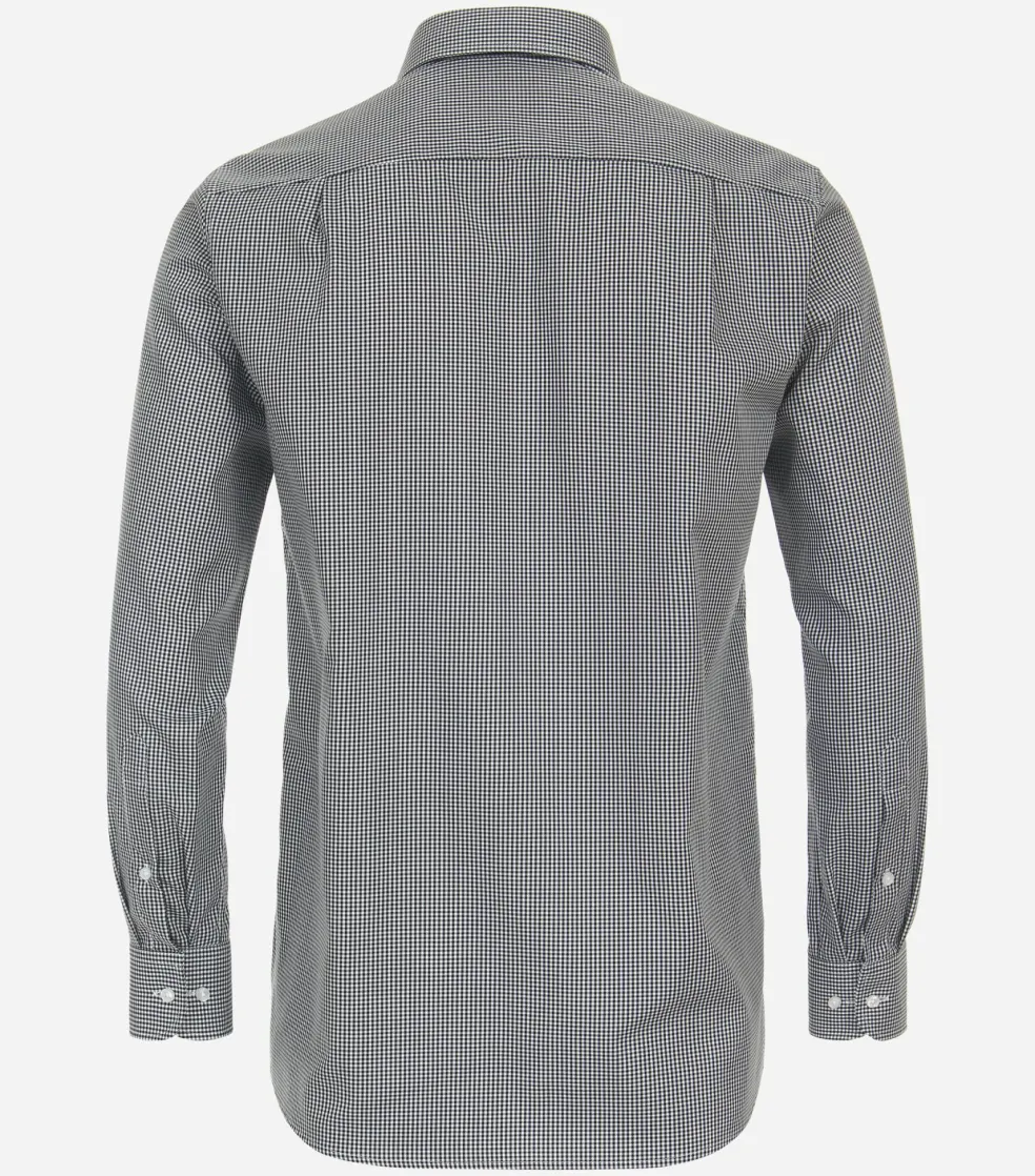 CASA MODA comfort fit overhemd, twill, zwart met wit geruit