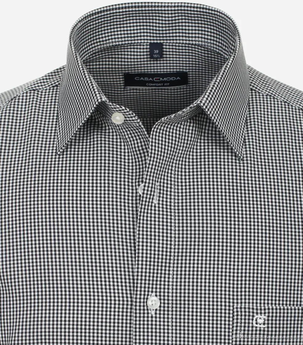 CASA MODA comfort fit overhemd, twill, zwart met wit geruit