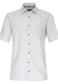 CASA MODA comfort fit overhemd, korte mouw, dobby, grijs