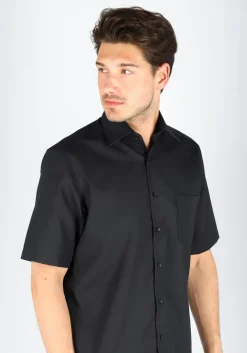 CASA MODA comfort fit overhemd, korte mouw, zwart