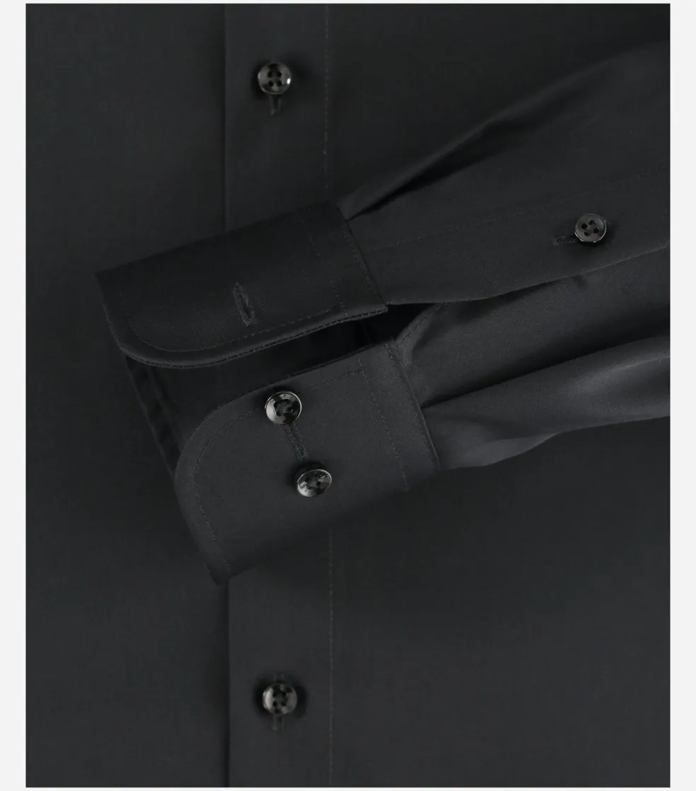 CASA MODA comfort fit overhemd, mouwlengte 7, twill, zwart