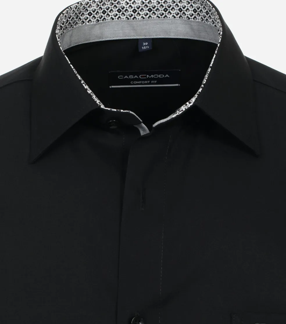 CASA MODA comfort fit overhemd, popeline, zwart