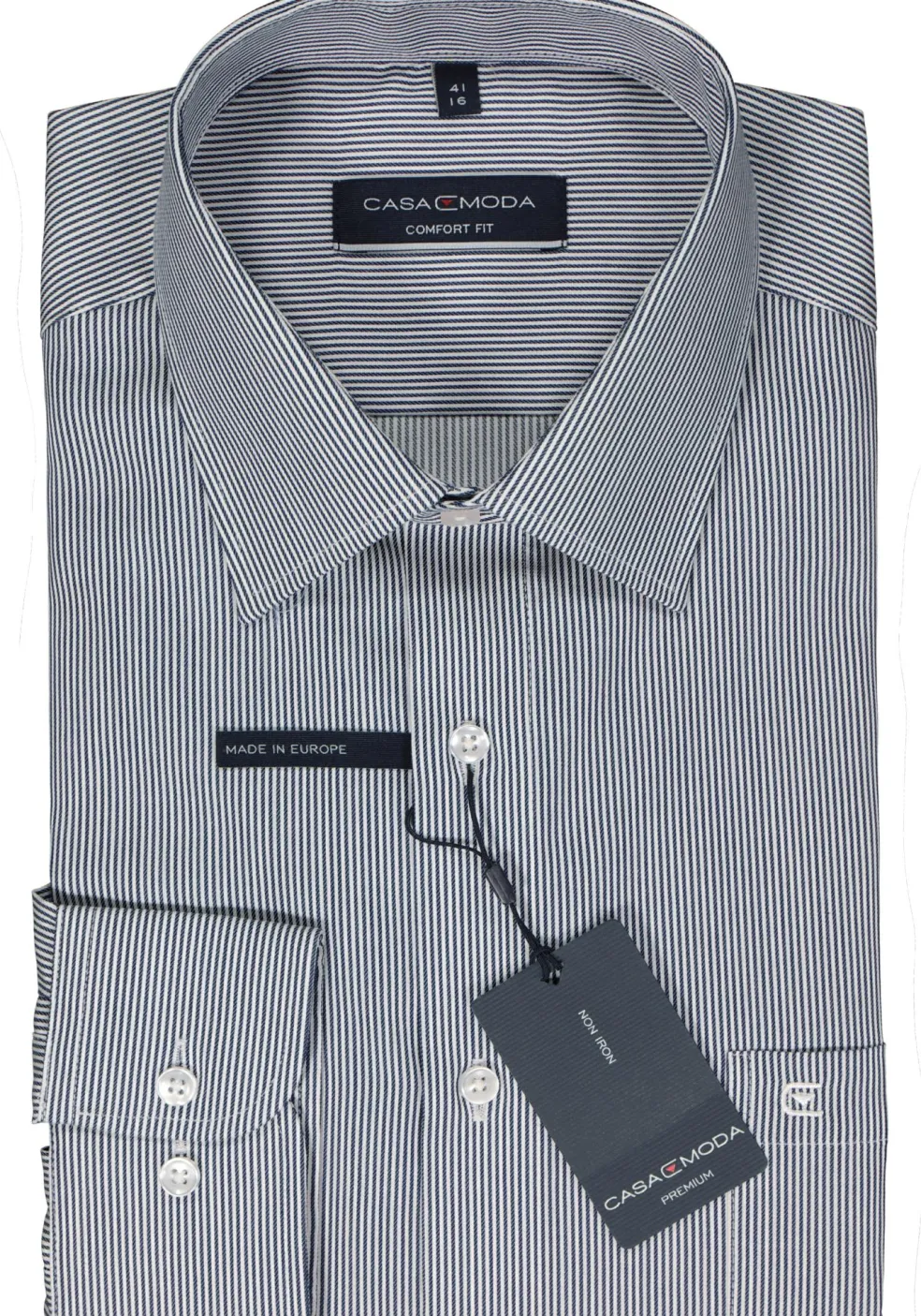 CASA MODA comfort fit overhemd, twill, blauw gestreept