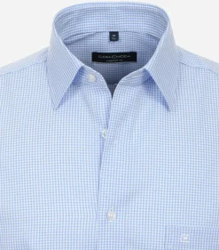 CASA MODA comfort fit overhemd, twill, lichtblauw met wit geruit