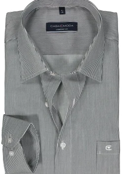 CASA MODA comfort fit overhemd, twill, zwart gestreept
