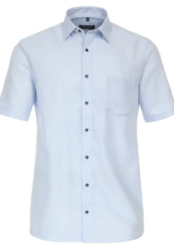 CASA MODA comfort fit overhemd, korte mouw, dobby, blauw