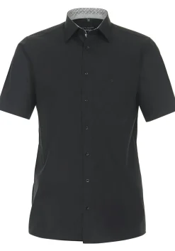 CASA MODA comfort fit overhemd, korte mouw, popeline, zwart