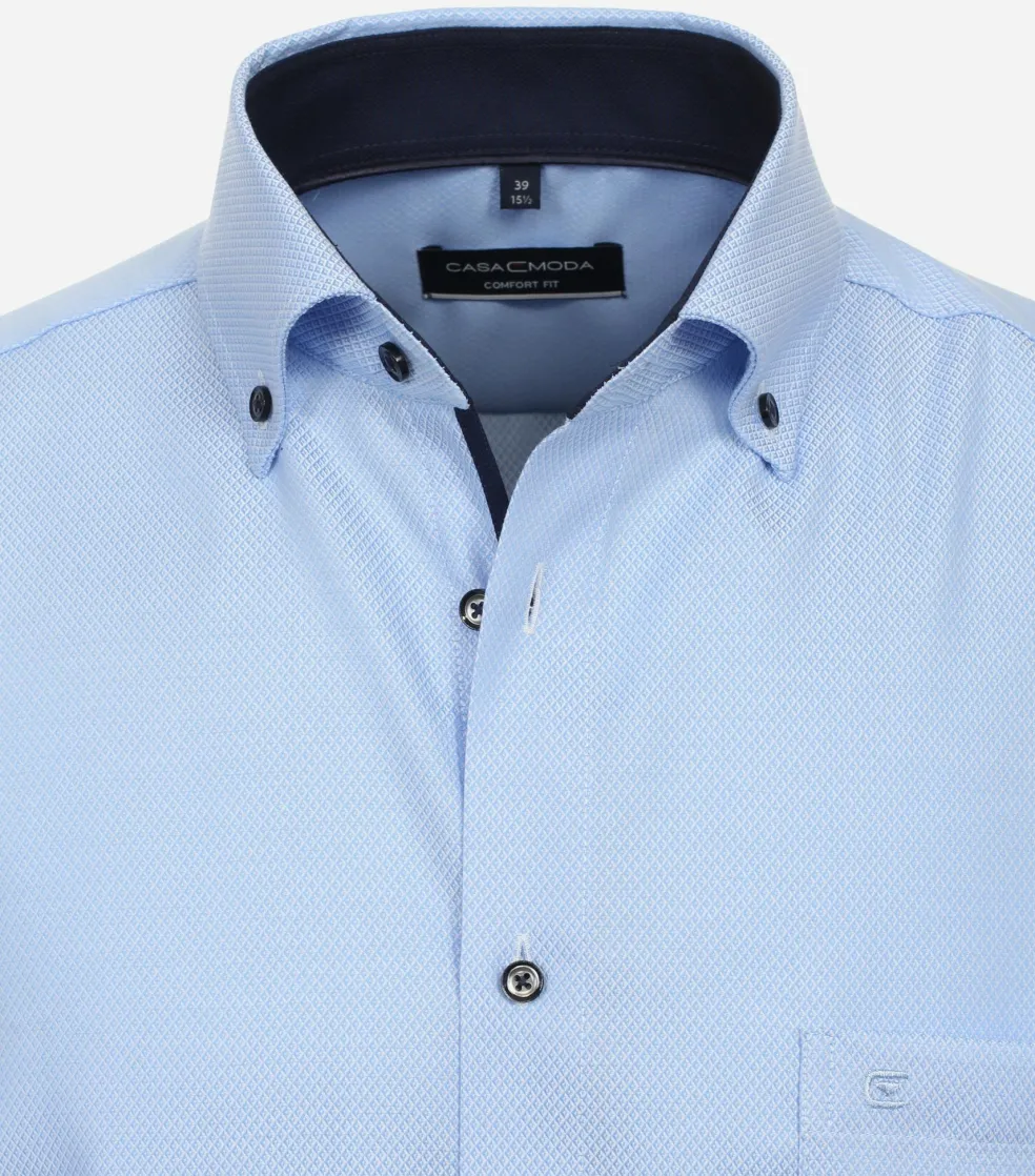 CASA MODA comfort fit overhemd, dobby, blauw