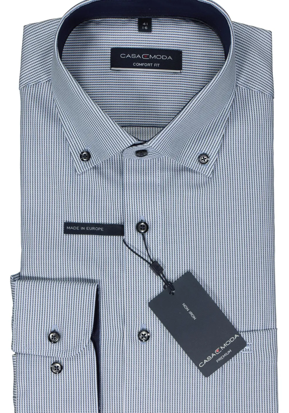 CASA MODA comfort fit overhemd, dobby, blauw gestreept
