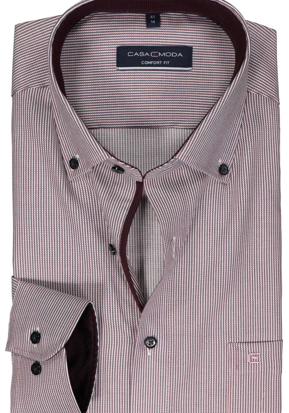 CASA MODA comfort fit overhemd, dobby, rood gestreept
