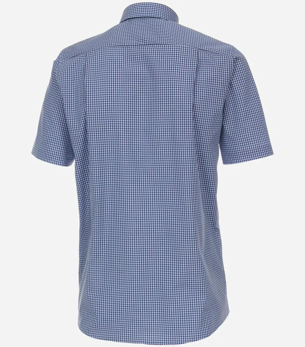 CASA MODA comfort fit overhemd, korte mouw, popeline, blauw geruit