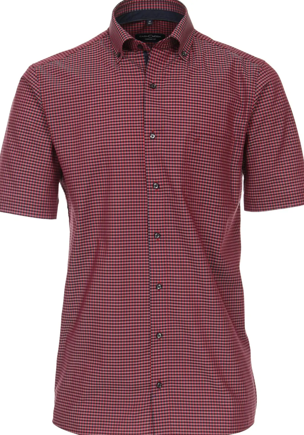 CASA MODA comfort fit overhemd, korte mouw, popeline, rood geruit