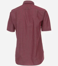 CASA MODA comfort fit overhemd, korte mouw, popeline, rood geruit