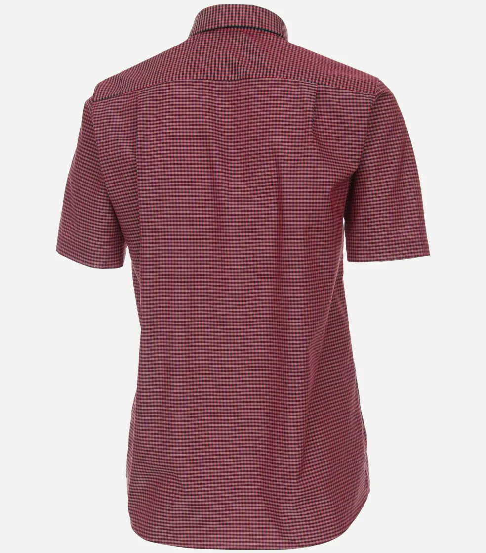 CASA MODA comfort fit overhemd, korte mouw, popeline, rood geruit