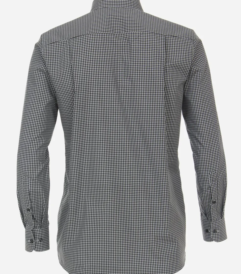 CASA MODA comfort fit overhemd, popeline, zwart met wit geruit