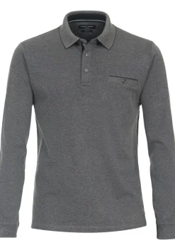 CASA MODA comfort fit polo lange mouw, blauw melange