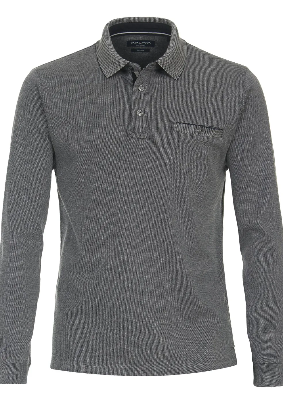 CASA MODA comfort fit polo lange mouw, blauw melange