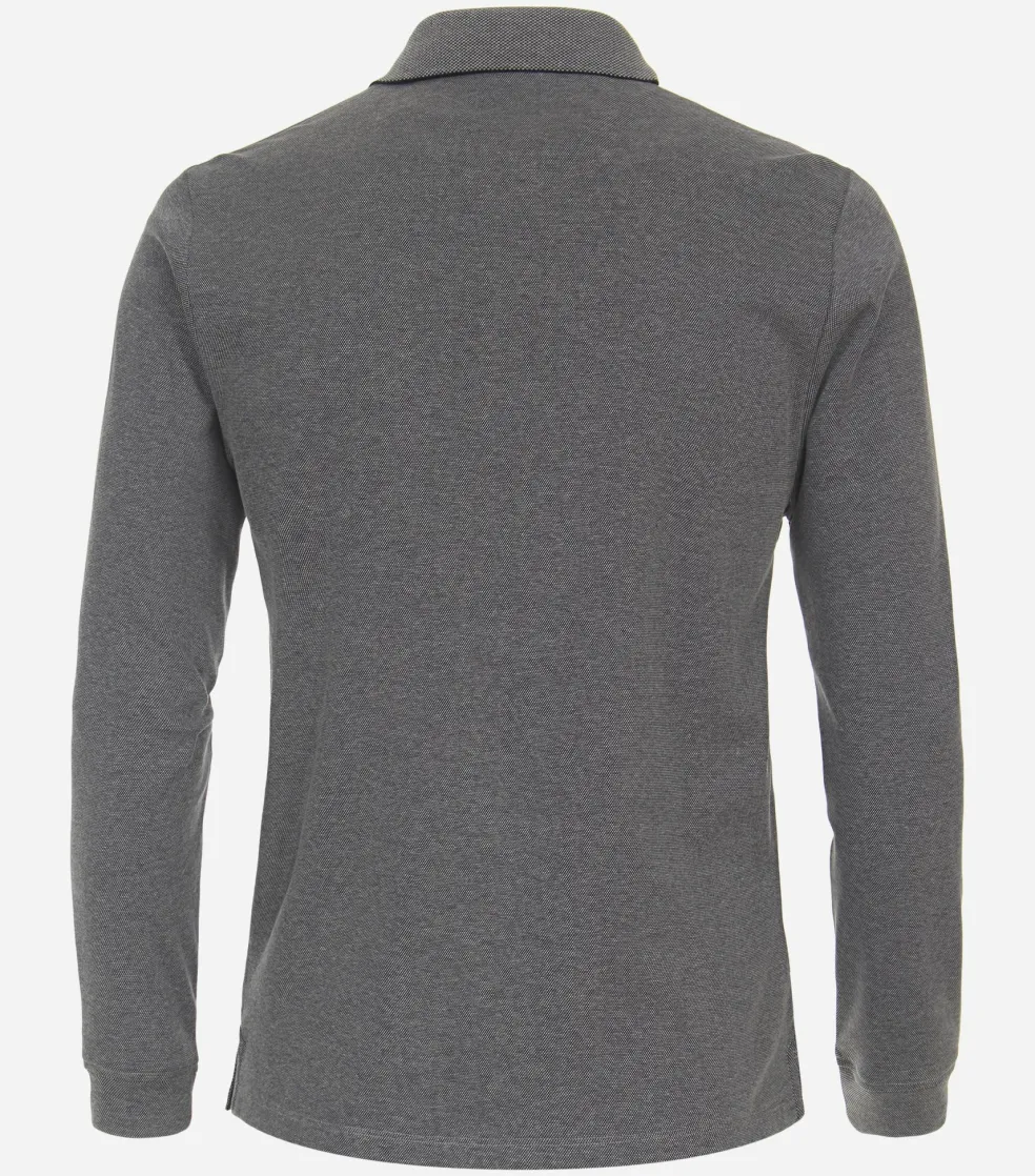 CASA MODA comfort fit polo lange mouw, blauw melange