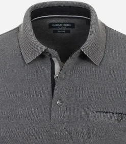 CASA MODA comfort fit polo lange mouw, blauw melange
