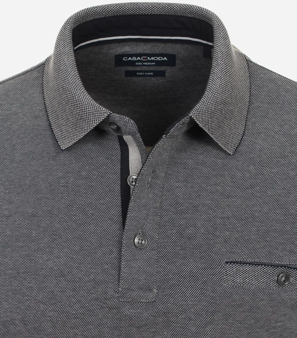 CASA MODA comfort fit polo lange mouw, blauw melange