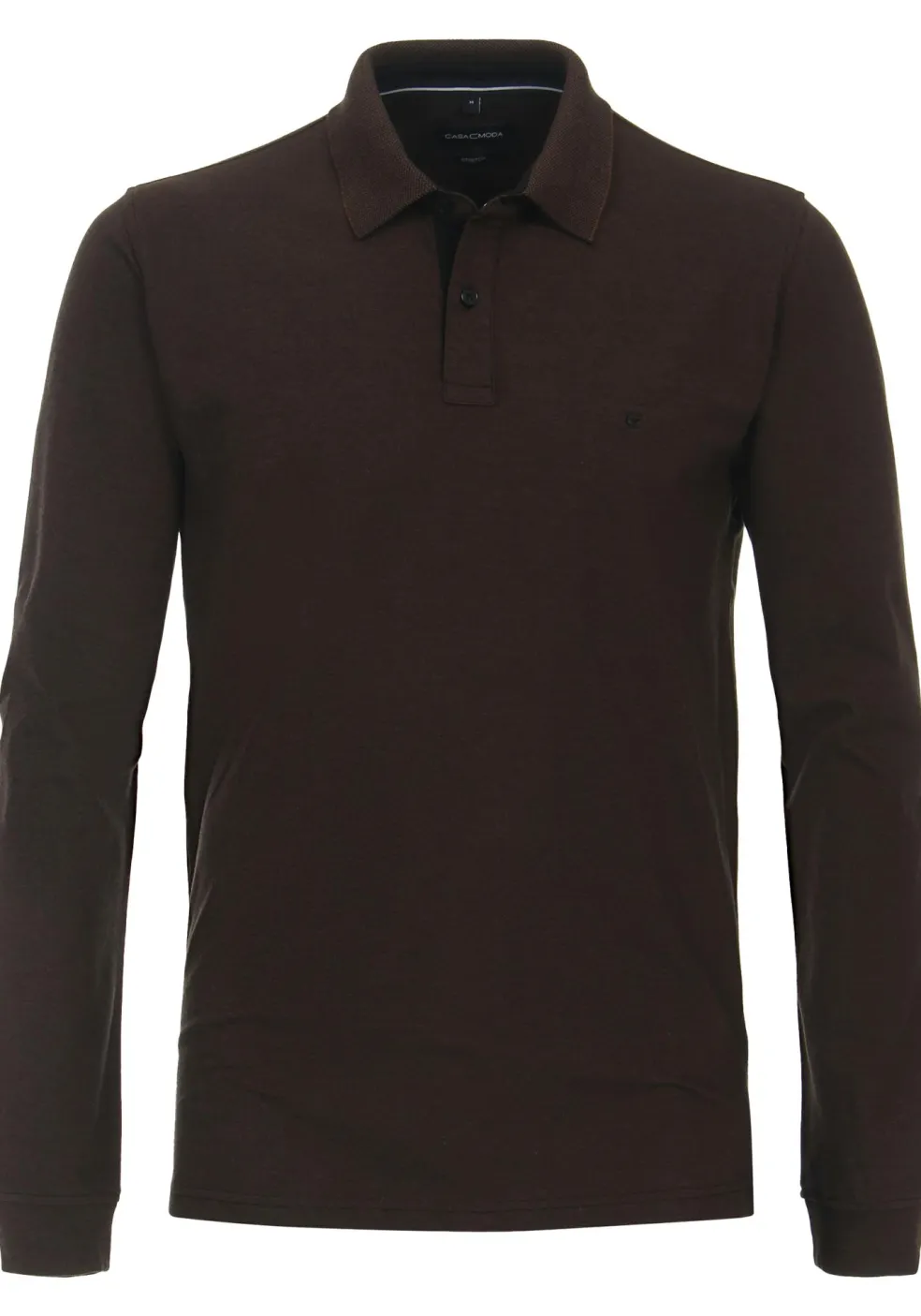 CASA MODA comfort fit polo lange mouw, donkerbruin